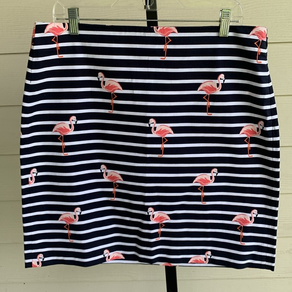 Talbots flamingo print resort wear stripped skirt size 12 - Picture 6 of 8
